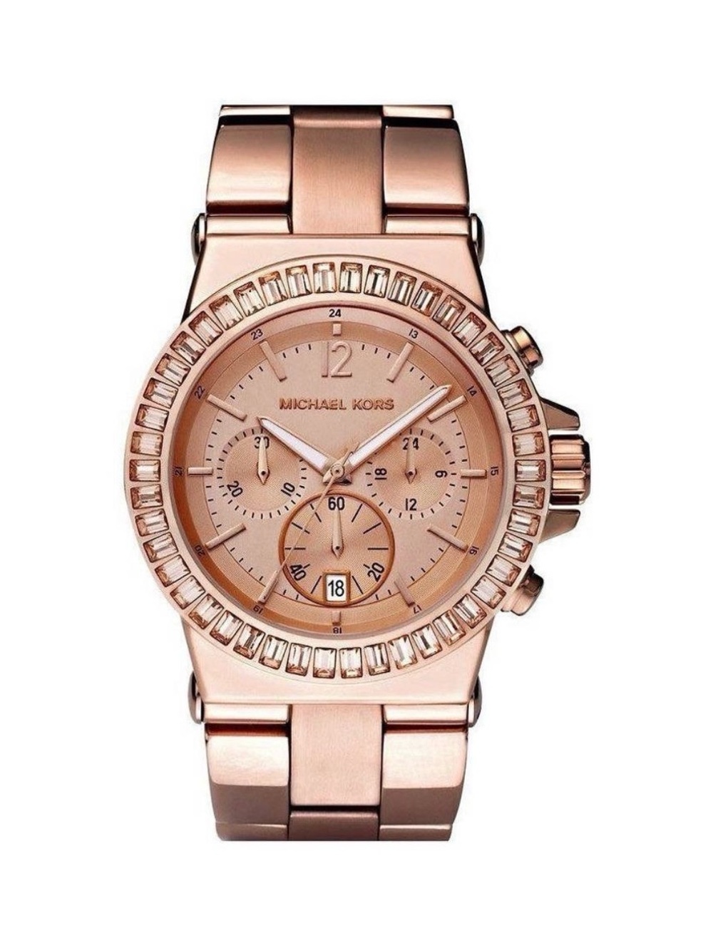 Michael Kors Rose Gold Crystal-Trim Chronograph Watch